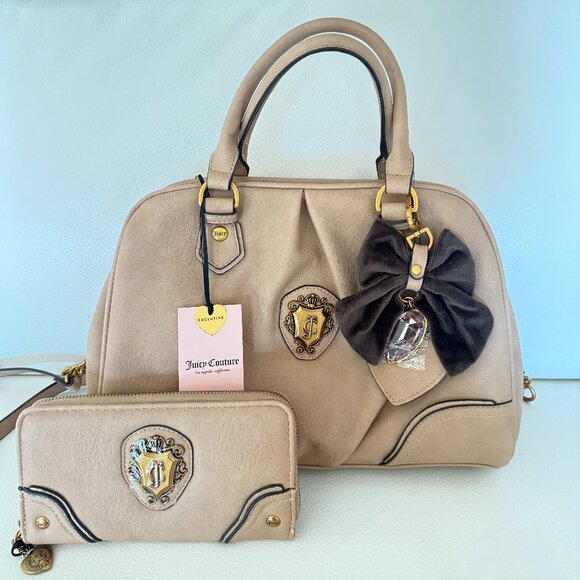 Juicy Couture Juicy Romance Satchel crossbody bag w wallet & bow keyring - Picture 1 of 11